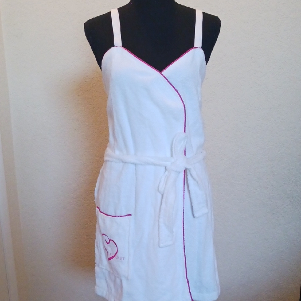 Rare 97' Vintage Victorias Secret Terry Cloth Bathrobe And Headband Size Small